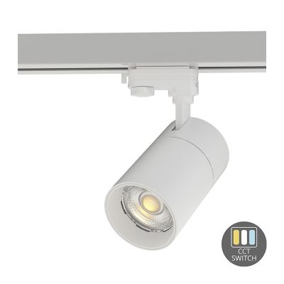 Faretto trifase bianco Rozina, 10W, interruttore bianco, dimmerabile, Pro