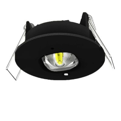 Faretto da incasso nero per illuminazione di emergenza, 1W, LED 6000K, IP22