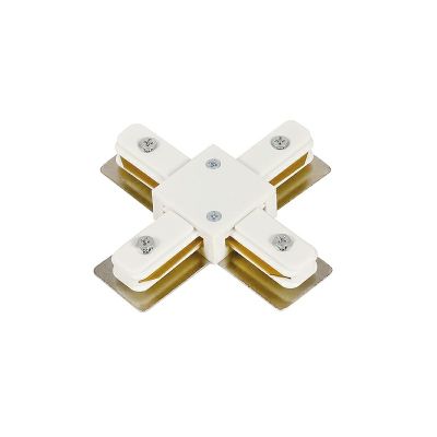 Connettore a X per illuminazione a binario monofase, bianco