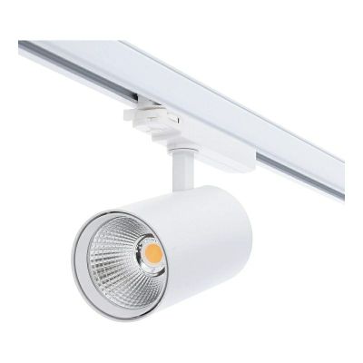Faretto trifase bianco per sistema a binario, in alluminio, Rozina, 10W/20W/30W, interruttore LED bianco