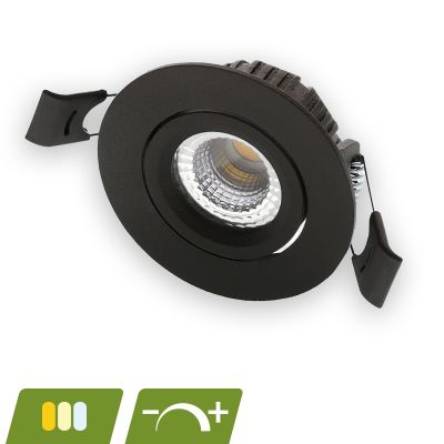 Mini faretto da incasso nero in alluminio, Phyllis, 5W, white switch LED, IP65