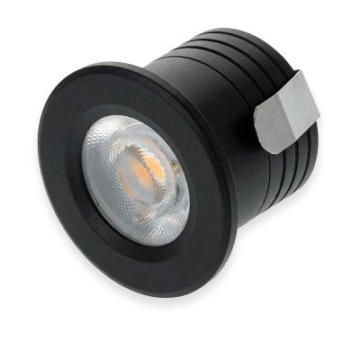 Mini faretto da incasso nero in alluminio, Philomena, 2W, 3000K LED, IP44