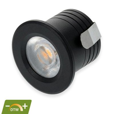Mini faretto da incasso nero in alluminio, Philomena, 2W, dim to warm LED, IP44