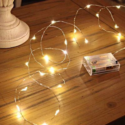 Luci a filo LED alimentate a batteria da 2 m, 40 LED, bianco caldo