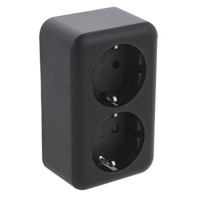 Presa Q-Link da parete, 2 vie, con protezione bambini e contatto di protezione, nera