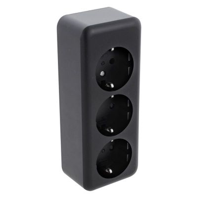 Presa Q-Link da parete a 3 vie, con protezione bambini e contatto di protezione, nera