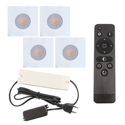 4 faretti da incasso bianchi quadrati per veranda Dico, IP65, con set di connessione e telecomando