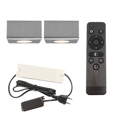 2 faretti da superficie cromati quadrati per veranda Fredo, IP44, con set di connessione e telecomando