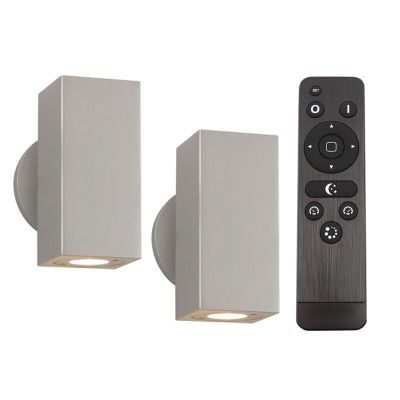 2 lampade da parete up down Rudy, 12V, con set di connessione e telecomando