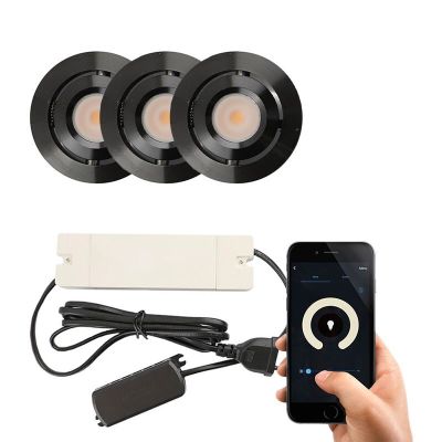 3 faretti da incasso smart orientabili per veranda Rona, IP44, con set di connessione, nero