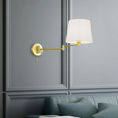 Applique da parete classica in ottone, Niva, con interruttore a strappo
