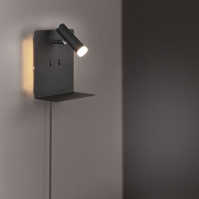 Applique da parete design nera, Ricciolo, 3W, 3000K LED, con interruttore