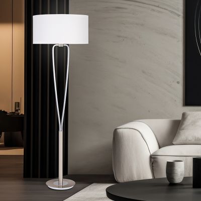 Lampada da terra moderna in nichel, Lola, con interruttore