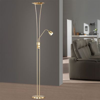 Lampada da terra classica in ottone, Stijn, 20W, 3000K LED, con interruttore