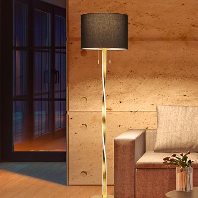 Lampada da terra moderna dorata, Ramten, 7W, 3000K LED, con interruttore a strappo