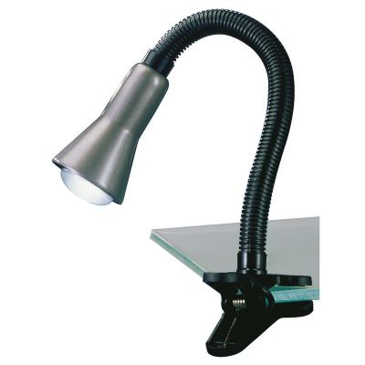 Faretto con pinza grigio in plastica, Helin, con interruttore
