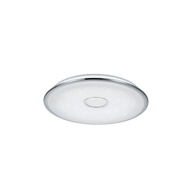 Plafoniera cromata in vetro, Yailee, 100W, bianco regolabile tra caldo e freddo LED, con telecomando