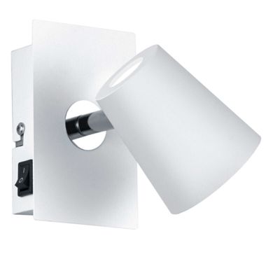 Faretto da parete bianco in vetro, Laysha, 6W, 3000K LED, con interruttore