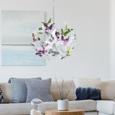 Lampada a sospensione design cromata, Butterfly