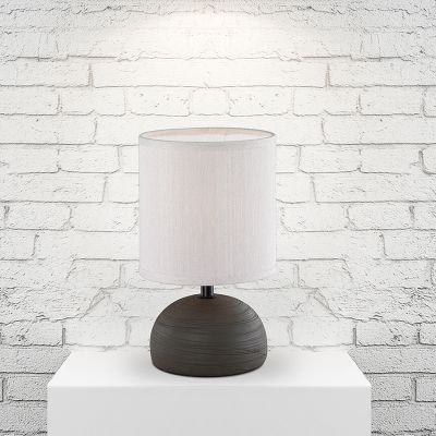 Lampada da tavolo in ceramica marrone, Yeraz, con interruttore