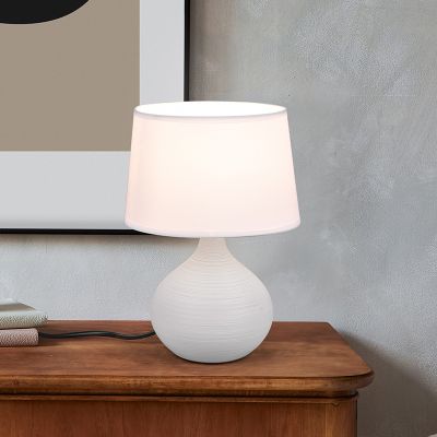 Lampada da tavolo in ceramica bianca, Yesha, con interruttore