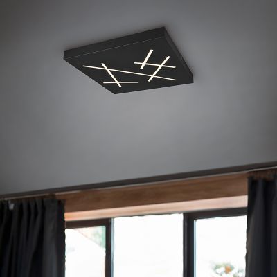 Plafoniera design nera, Eelco, 24W, bianco regolabile tra caldo e freddo LED, dimmer in 3 fasi