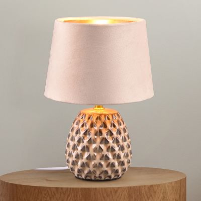 Lampada da tavolo in ceramica beige, Anderson, con interruttore