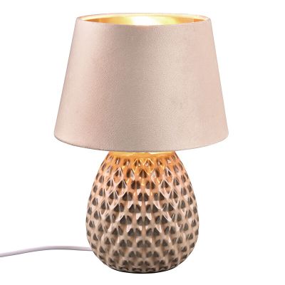 Lampada da tavolo in ceramica beige, Anderson, con interruttore