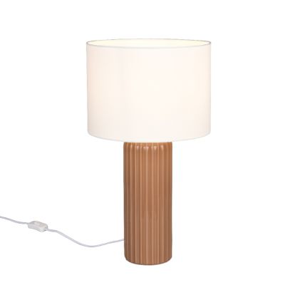 Lampada da tavolo in ceramica marrone, Nannette, con interruttore