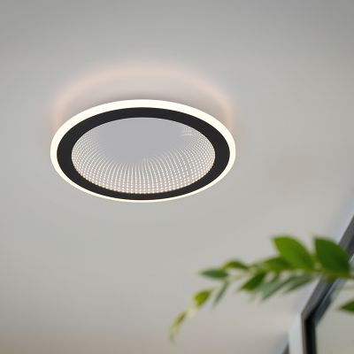 Lampada da soffitto moderna nera, Gunda, 21,5W, bianco regolabile tra caldo e freddo LED, con telecomando