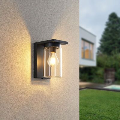 Applique da esterno con sensore crepuscolare moderna nera, Yves, IP44