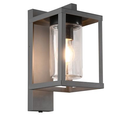 Applique da esterno con sensore crepuscolare moderna antracite, Reini, IP44