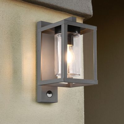 Applique da esterno con sensore di movimento moderna antracite, Reini, IP44
