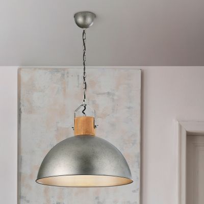 Lampada a sospensione semisfera vintage in nichel, Amarey