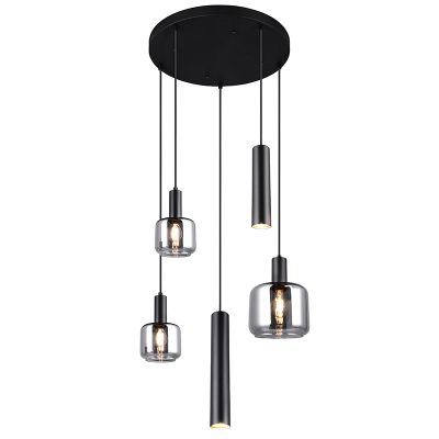 Lampada a sospensione per tavolo da pranzo design nera, Lahcen