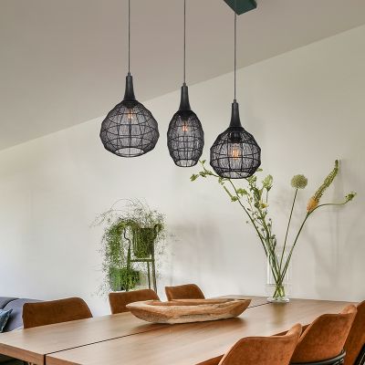 Lampada a sospensione rustica nera, Rins