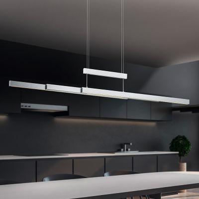 Lampada a sospensione per tavolo da pranzo moderna in nichel, Jessey, 42W, bianco regolabile tra caldo e freddo LED, controllo touch