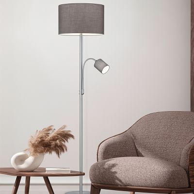 Lampada da terra moderna grigia, Ledbury, con interruttore