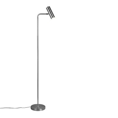 Lampada da terra moderna in nichel, Kaso, con interruttore