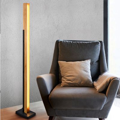 Lampada da terra in legno marrone, Neville, 16W, 3000K LED, dimmer in 3 fasi