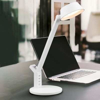 Lampada da scrivania moderna bianca, Lindi, 5W, bianco regolabile tra caldo e freddo LED, controllo touch