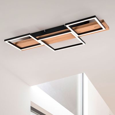 Plafoniera in legno marrone, Justian, 30W, 3000K LED, dimmer in 3 fasi