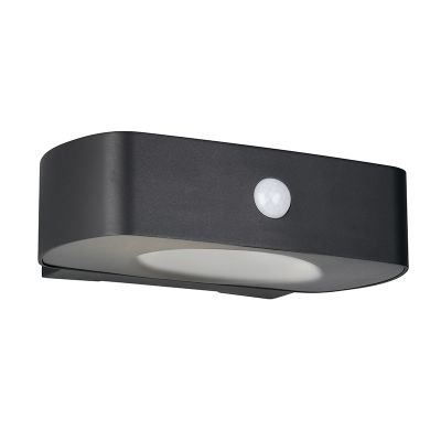 Applique da esterno solare moderna nera, Pytsje, 6W, 4000K LED, IP44, con interruttore