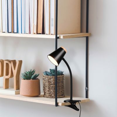 Lampada con morsetto moderna nera, Rahul, 4,5W, 3000K LED, con interruttore
