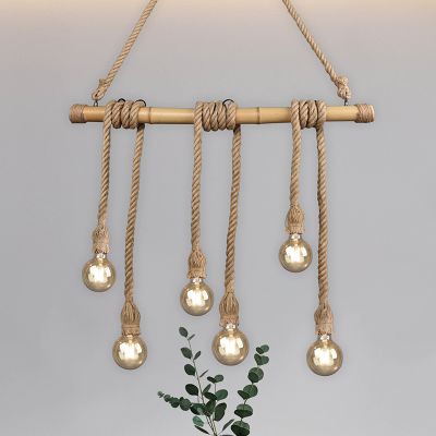 Lampade a sospensione per tavolo da pranzo in legno marrone, Joaquin