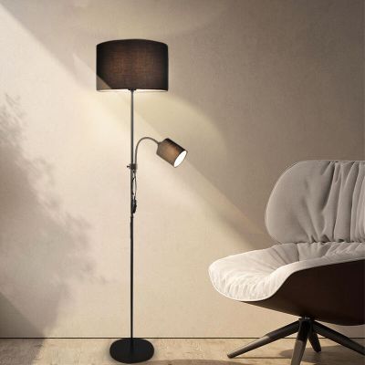 Piantana da lettura da terra moderna nera, Edina, con interruttore