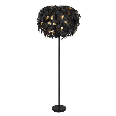Lampada da terra retrò nera, Urwa, con interruttore