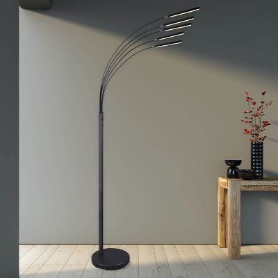 Lampada da terra moderna in nichel, Ekram, 3,5W, 3000K LED, con interruttore