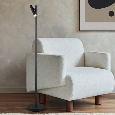 Lampada da terra ricaricabile moderna nera, Peniguet, 3W, bianco regolabile tra caldo e freddo LED, controllo touch