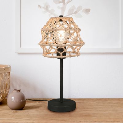 Lampada da tavolo rustica marrone, Liduina, con interruttore
